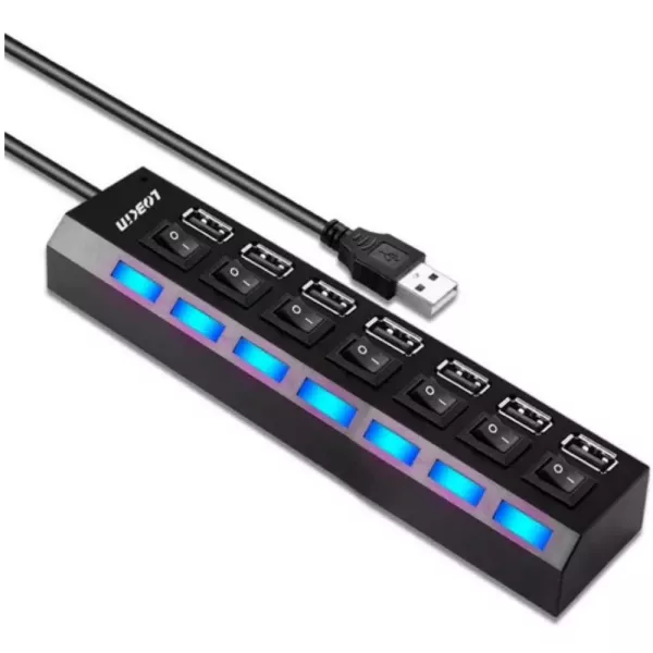 HUB 7 Puertos USB Con Luz