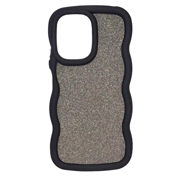 Funda Silicona Ondulada Con Brillos iPhone 16 Pro Negro