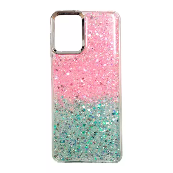 Funda Glitter Samsung A12 Rosa y Verde Agua