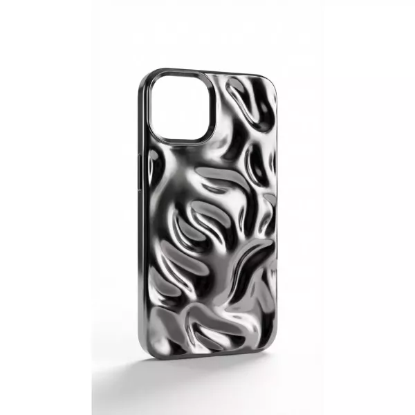Funda Silicona Wave Cromado iPhone 17 Negro