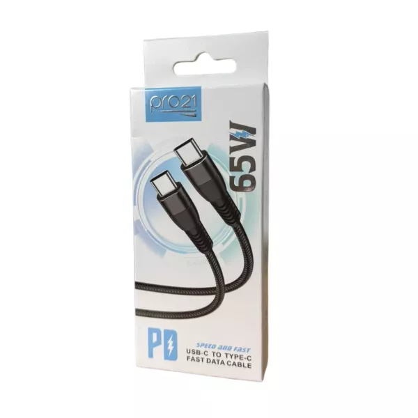 Cable De Datos Tipo C a Tipo C 65W Pro21