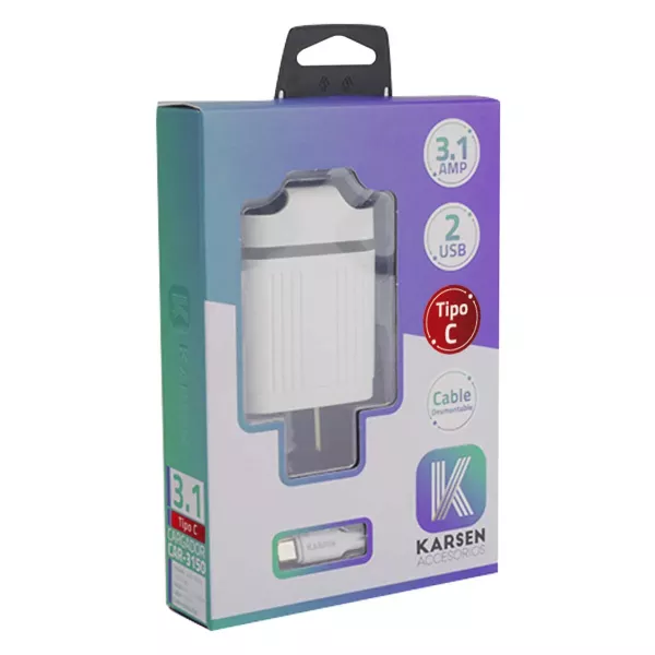 Cargador De Pared Tipo C 3.1A 220v 3150 Karsen
