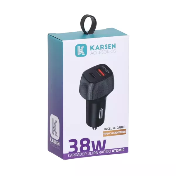 Cargador Auto iPhone a Tipo C 38W Atomic Karsen