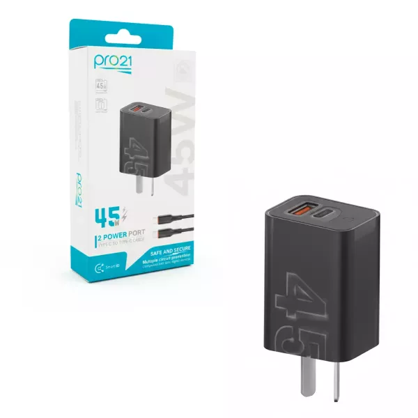 Cargador de Pared Tipo C a Tipo C PD 45W Pro21