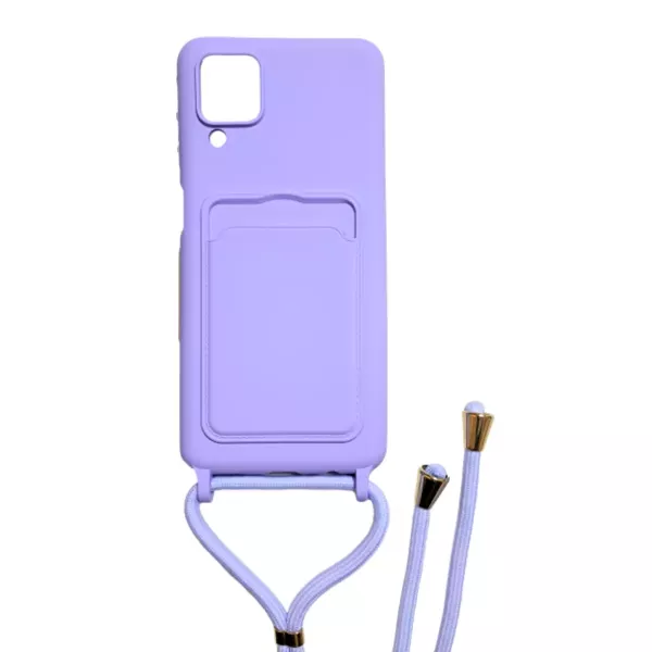 Funda Silicona Con Correa + Tarjetero Samsung M12 Lila