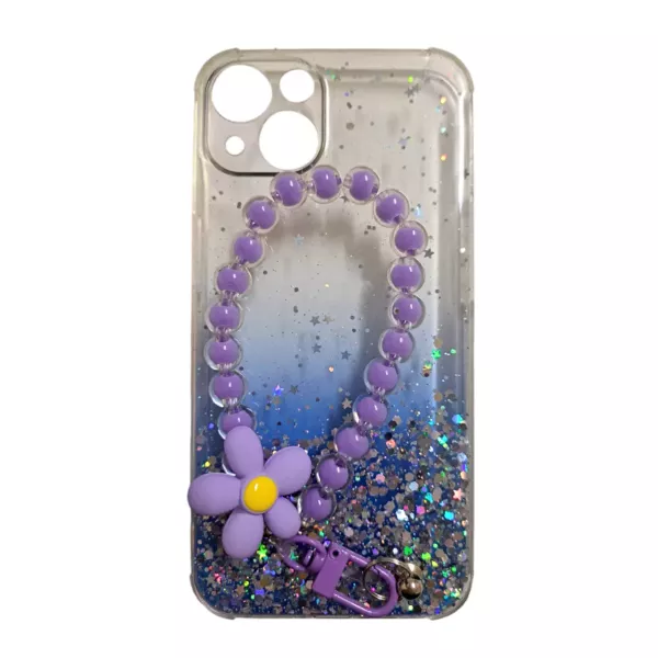 Funda Silicona Glitter Con Correa iPhone 16 Violeta