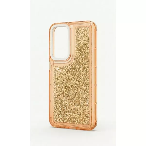 Funda Transparente Con Color y Glitter Samsung A17 Naranja