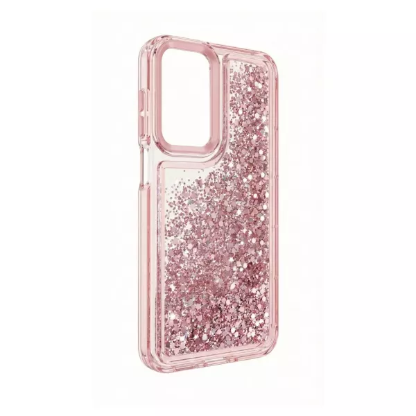 Funda Transparente Con Color y Glitter Samsung A17 Rosa