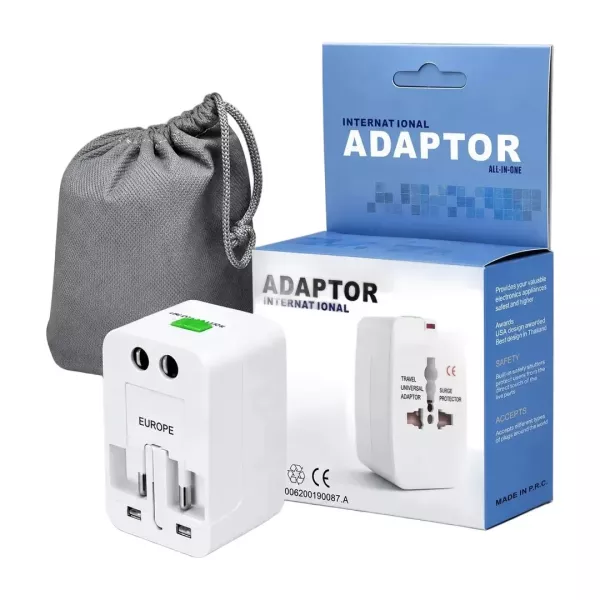 Adaptador Internacional Viaje Con Estuche All In One Blanco