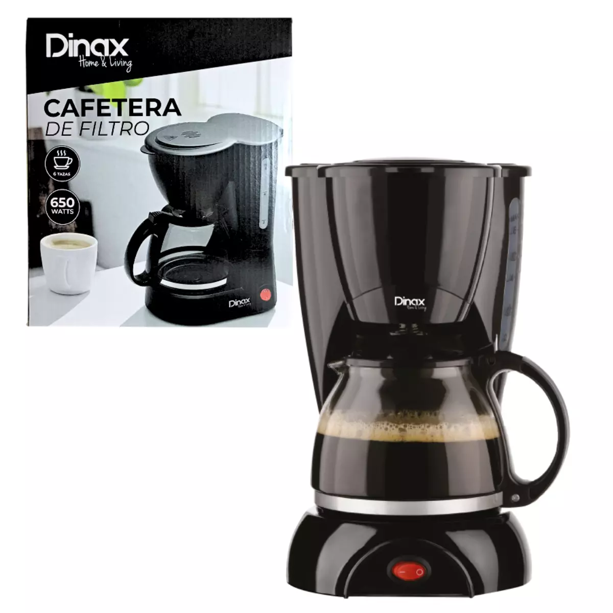 Cafetera De Filtro 6 Tazas 650W Dinax