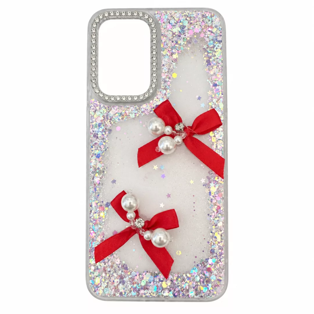 Funda Glitter Con Moños y Perlas Samsung A17