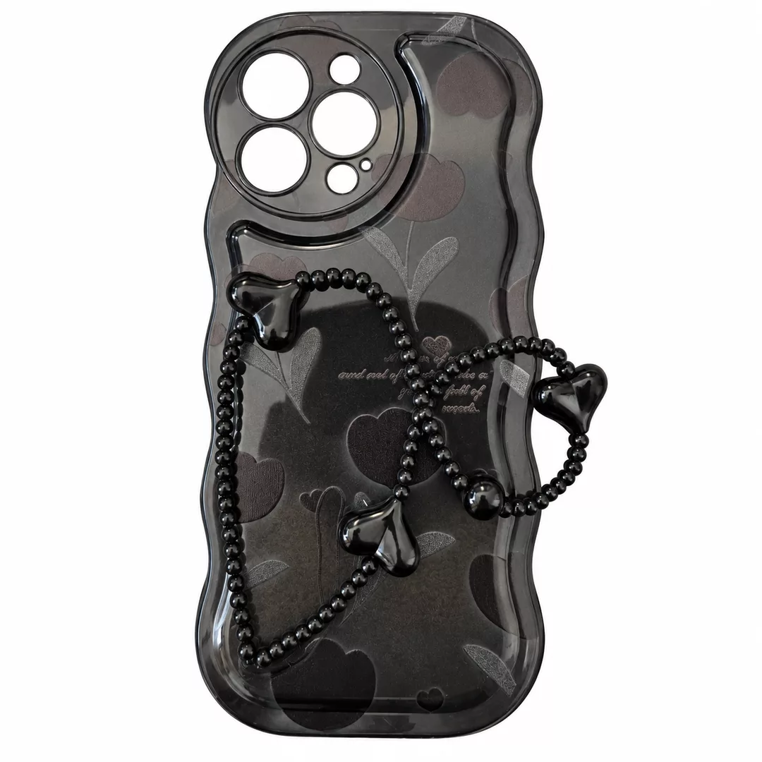 Funda Silicona Border Ondulada Con Pulsera iPhone 13 Negro