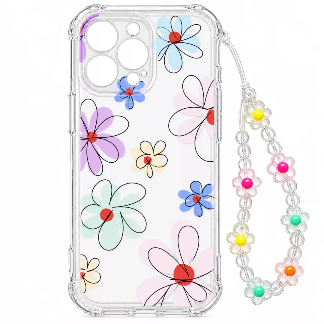 Funda Transparente Flores Con Pulsera iPhone 17 Pro