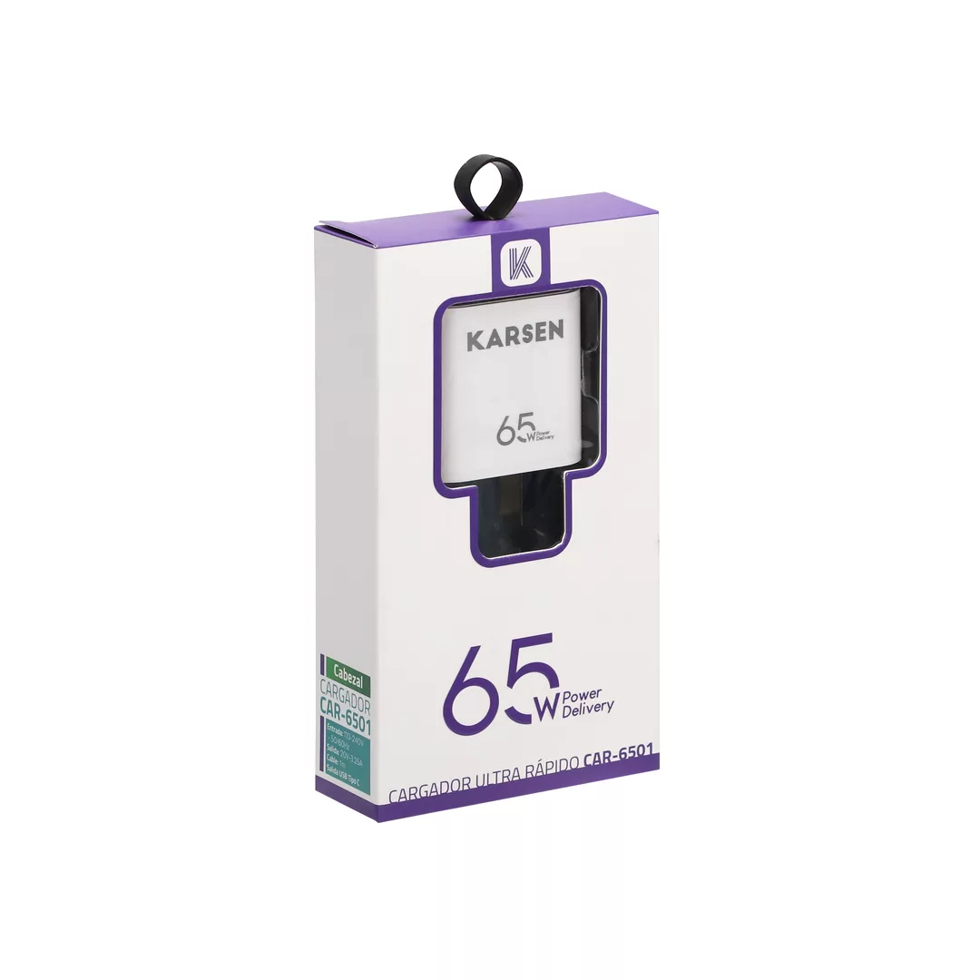 Cargador de Pared Adapt. 65W Tipo C 6501 Karsen