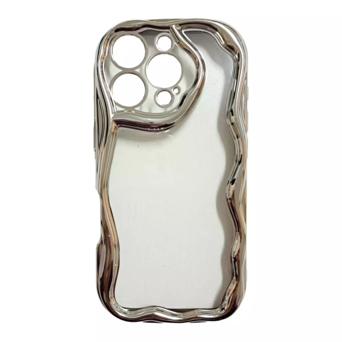 Funda Silicona Border Ondulada iPhone 16 Plateado