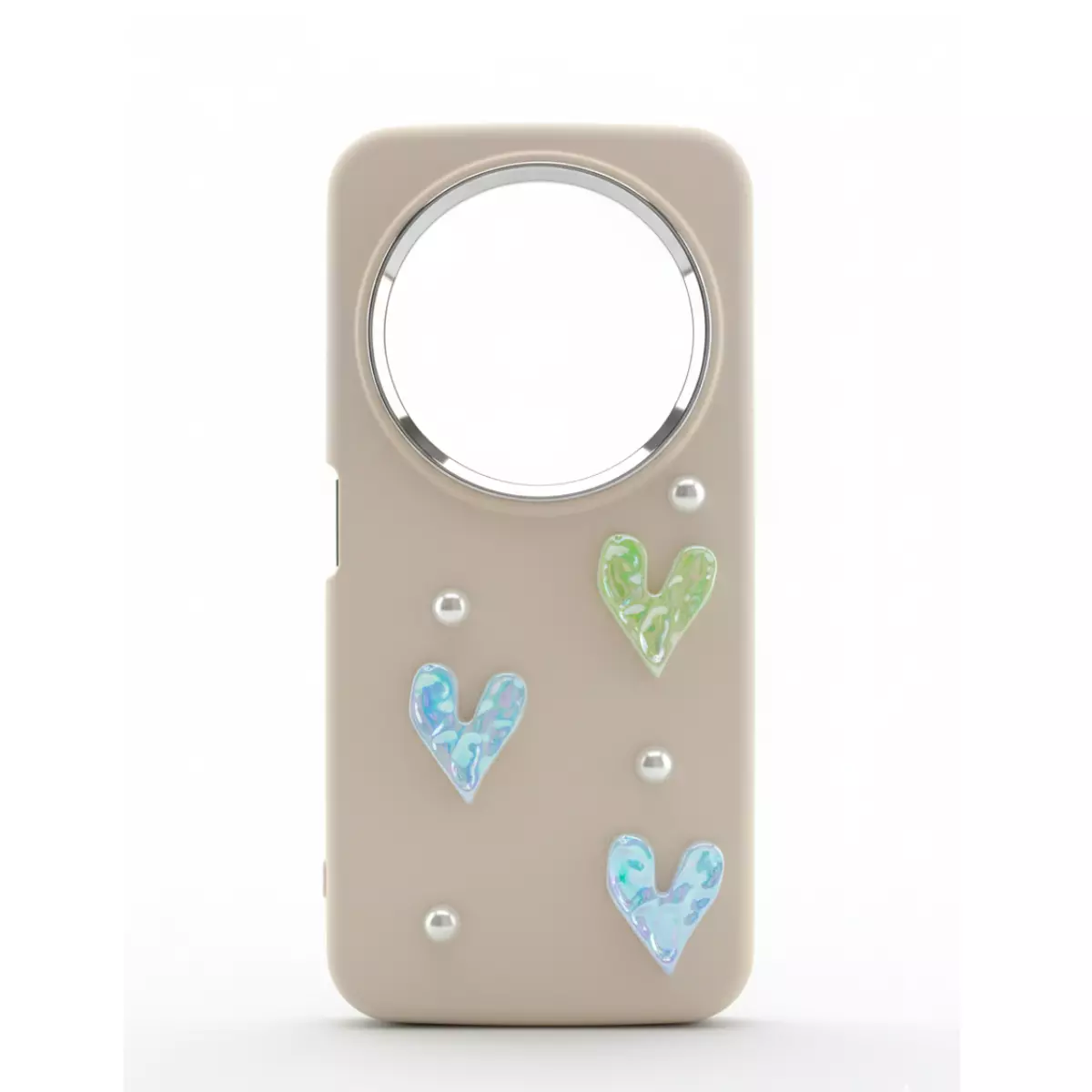 Funda Silicona Charms Corazón Samsung S25 Edge Beige