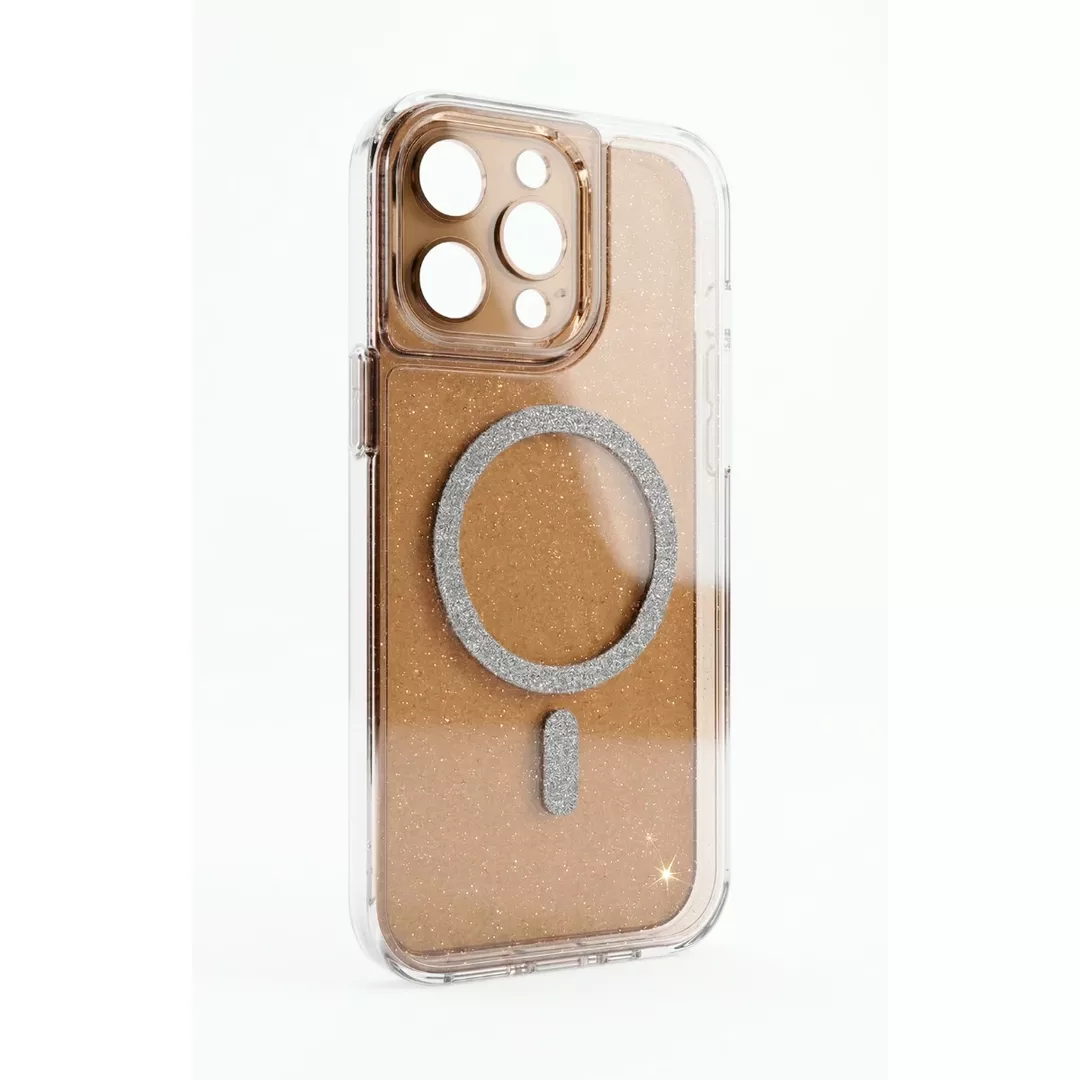Funda Electro Magsafe Glitter Reforzada iPhone 16e Marrón