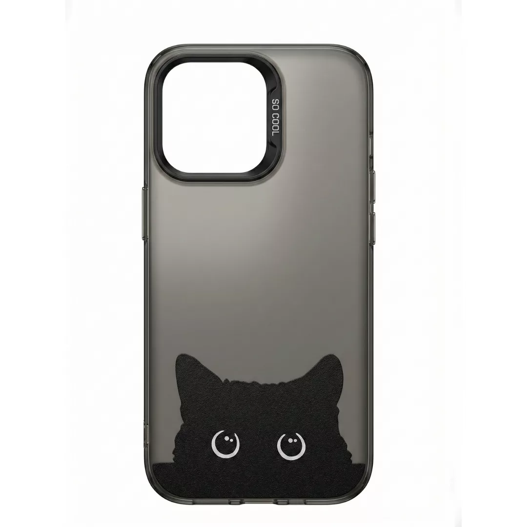 Funda Rígida Metalizada iPhone 16e Gato Negro