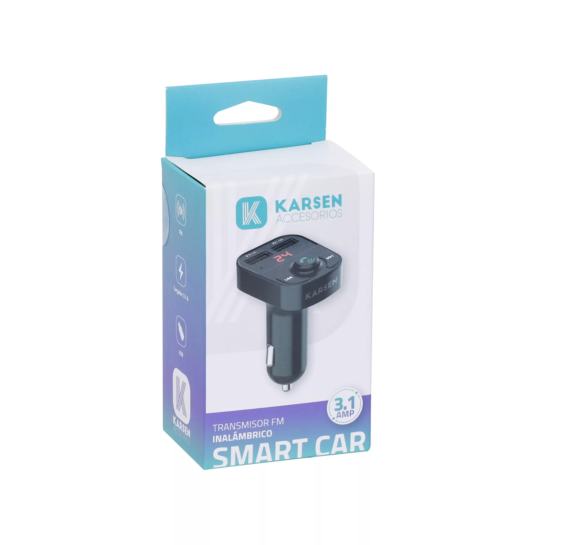 Cargador Auto Smart Car + Transmisor FM Karsen