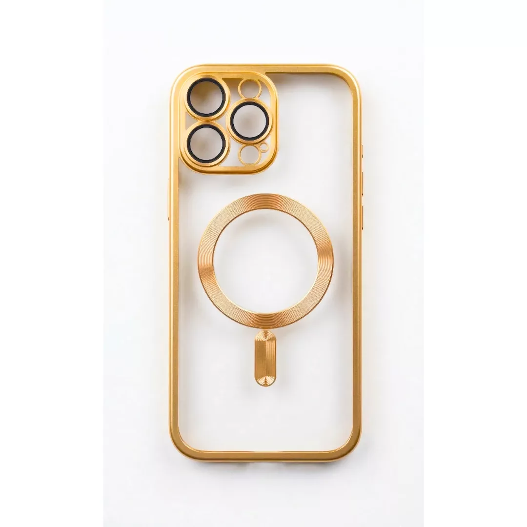 Funda Boder Cromado Magsafe + Protector Cámara iPhone 16 Dorado
