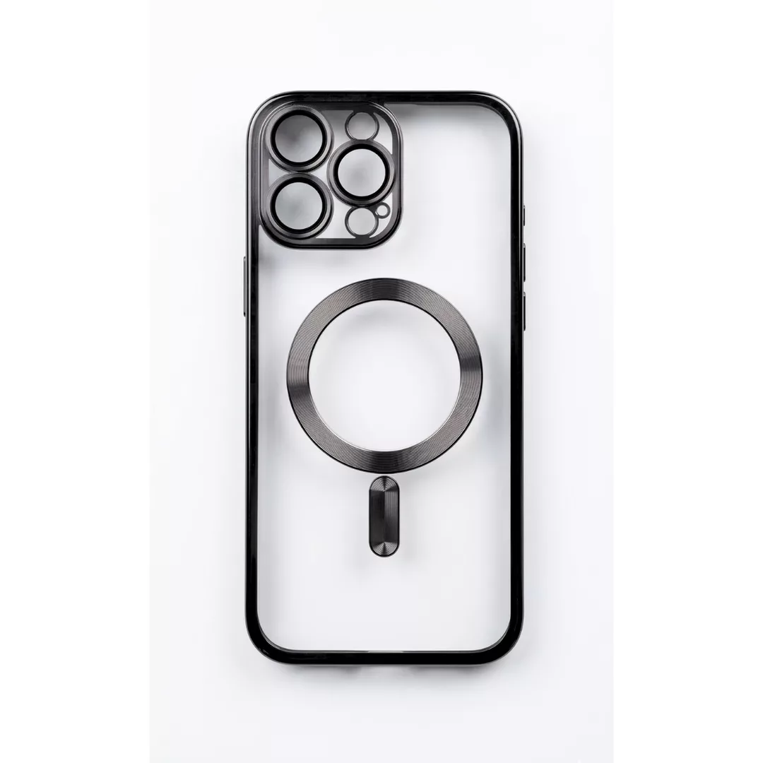Funda Boder Cromado Magsafe + Protector Cámara iPhone 16e Negro