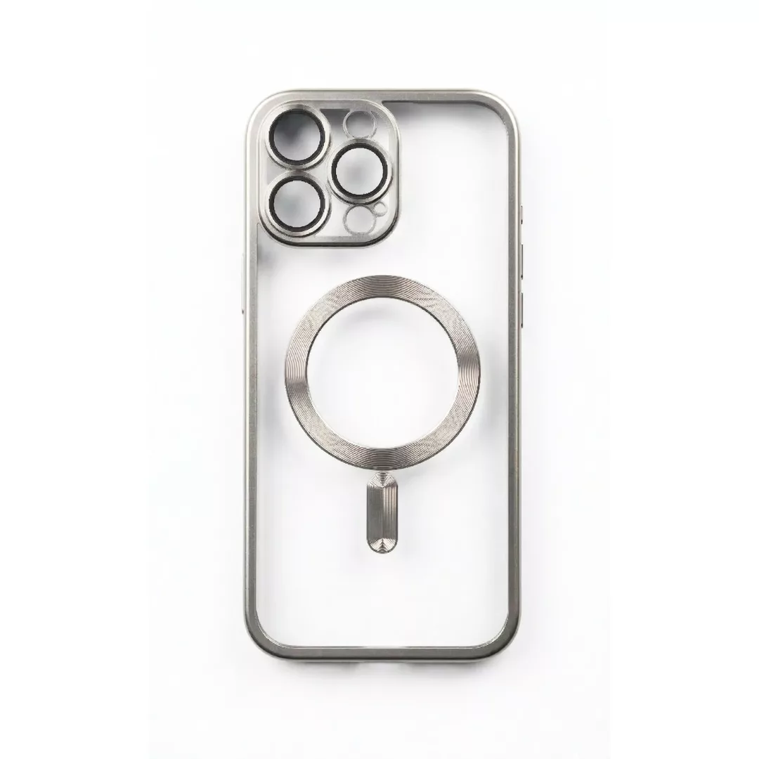 Funda Boder Cromado Magsafe + Protector Cámara iPhone 16 Plateado