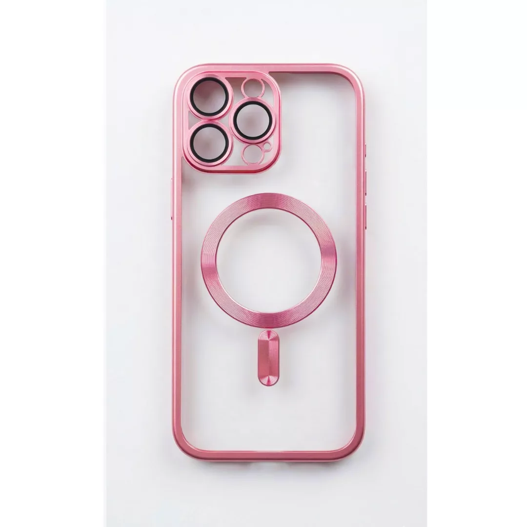 Funda Boder Cromado Magsafe + Protector Cámara iPhone 16 Rosa