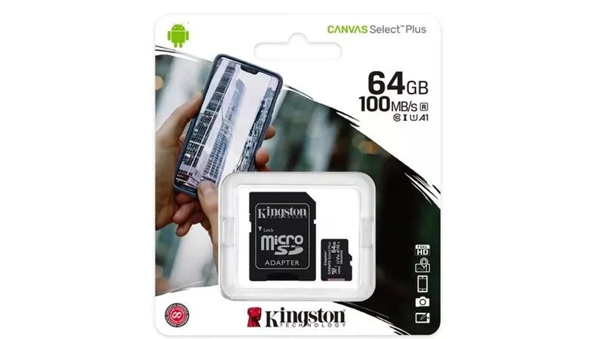 Memoria Micro SD 64GB Kingston Canvas Select Plus Con Adaptador Negro