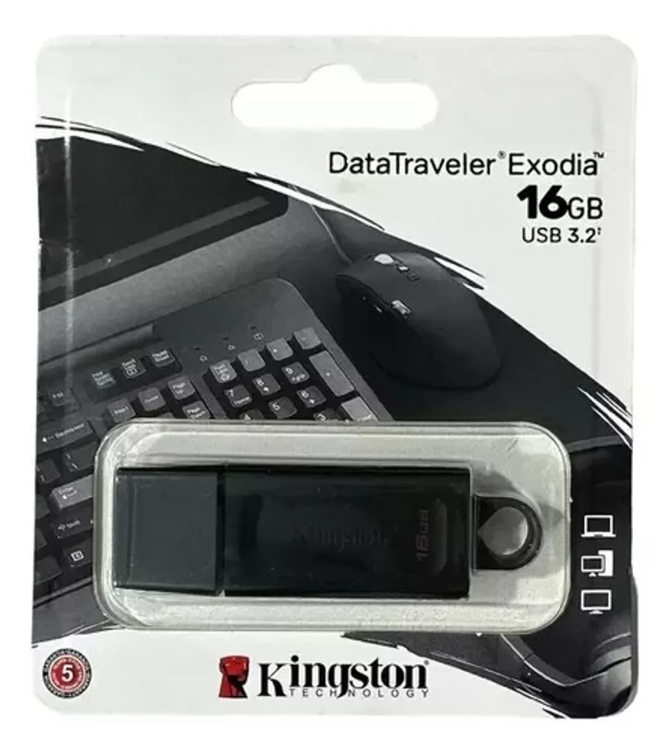 Pendrive Kingston Datatraveler Exodia 16 Gb USB 3.2 Negro