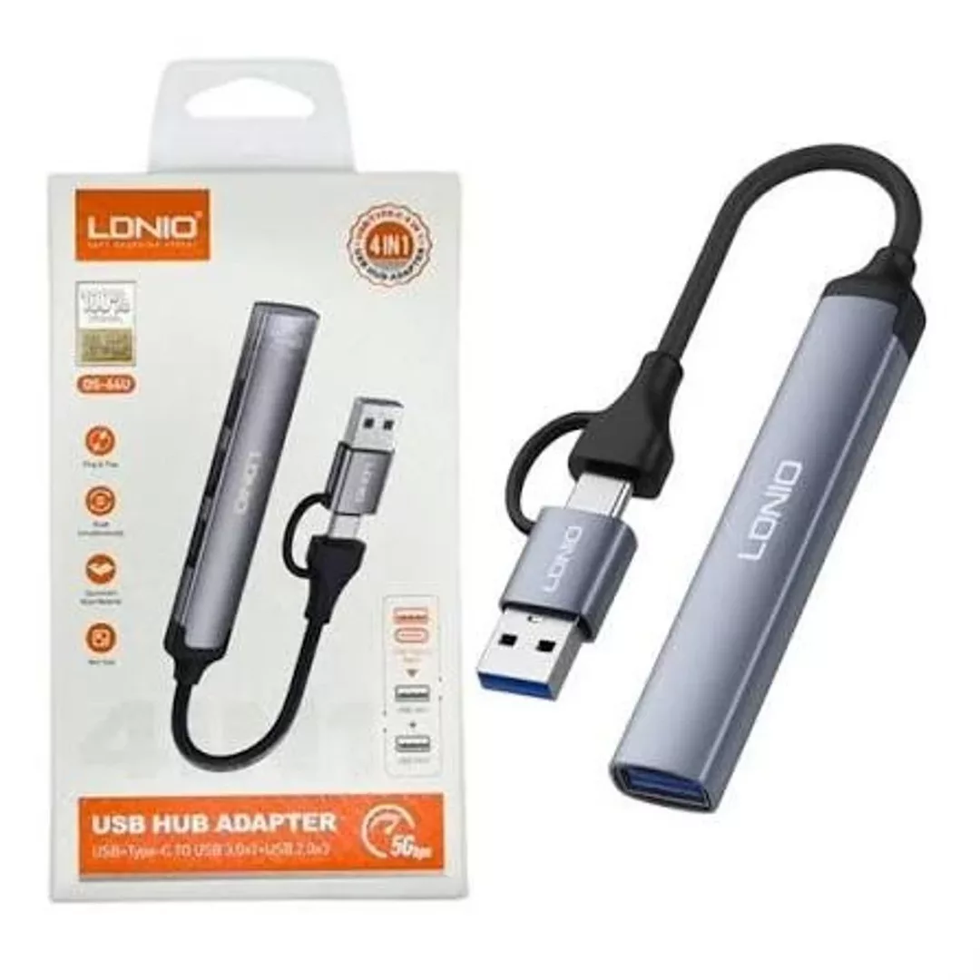 Hub USB Y USB-C 4 En 1 Ldnio DS-64U Gris