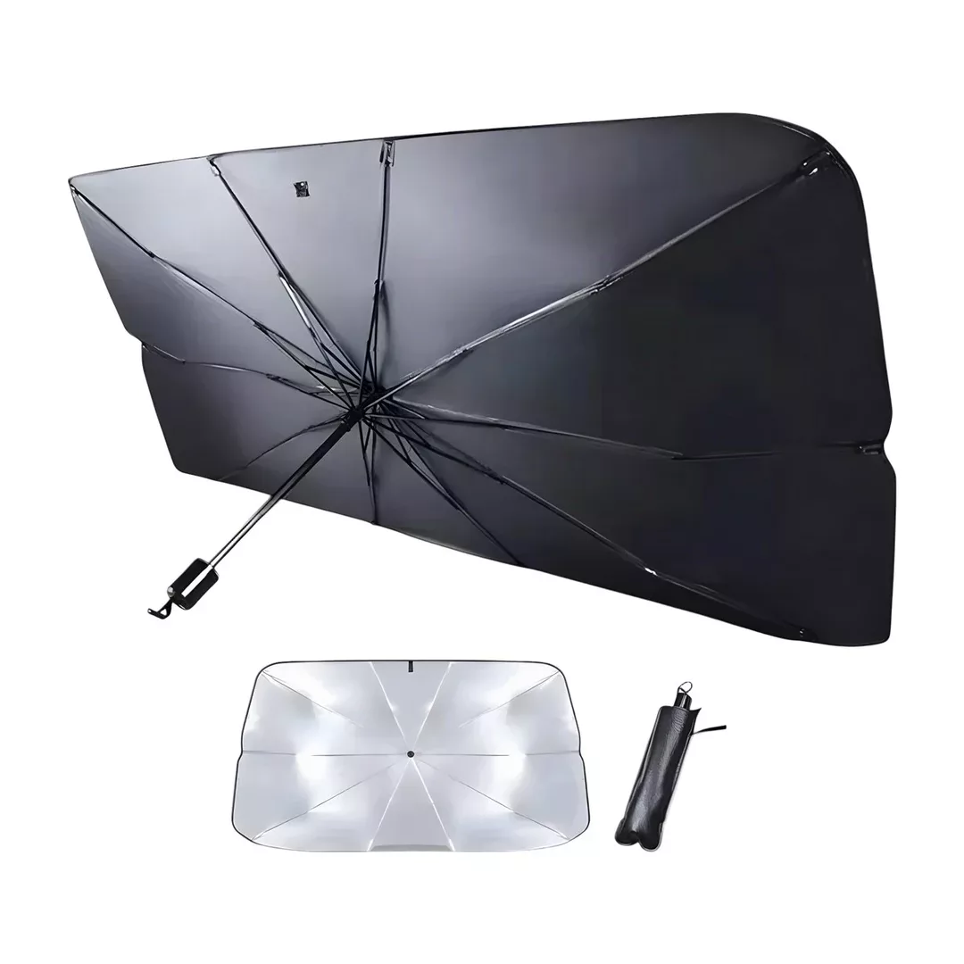 Parasol Para Auto Parabrisas Tipo Paraguas Plegable Negro