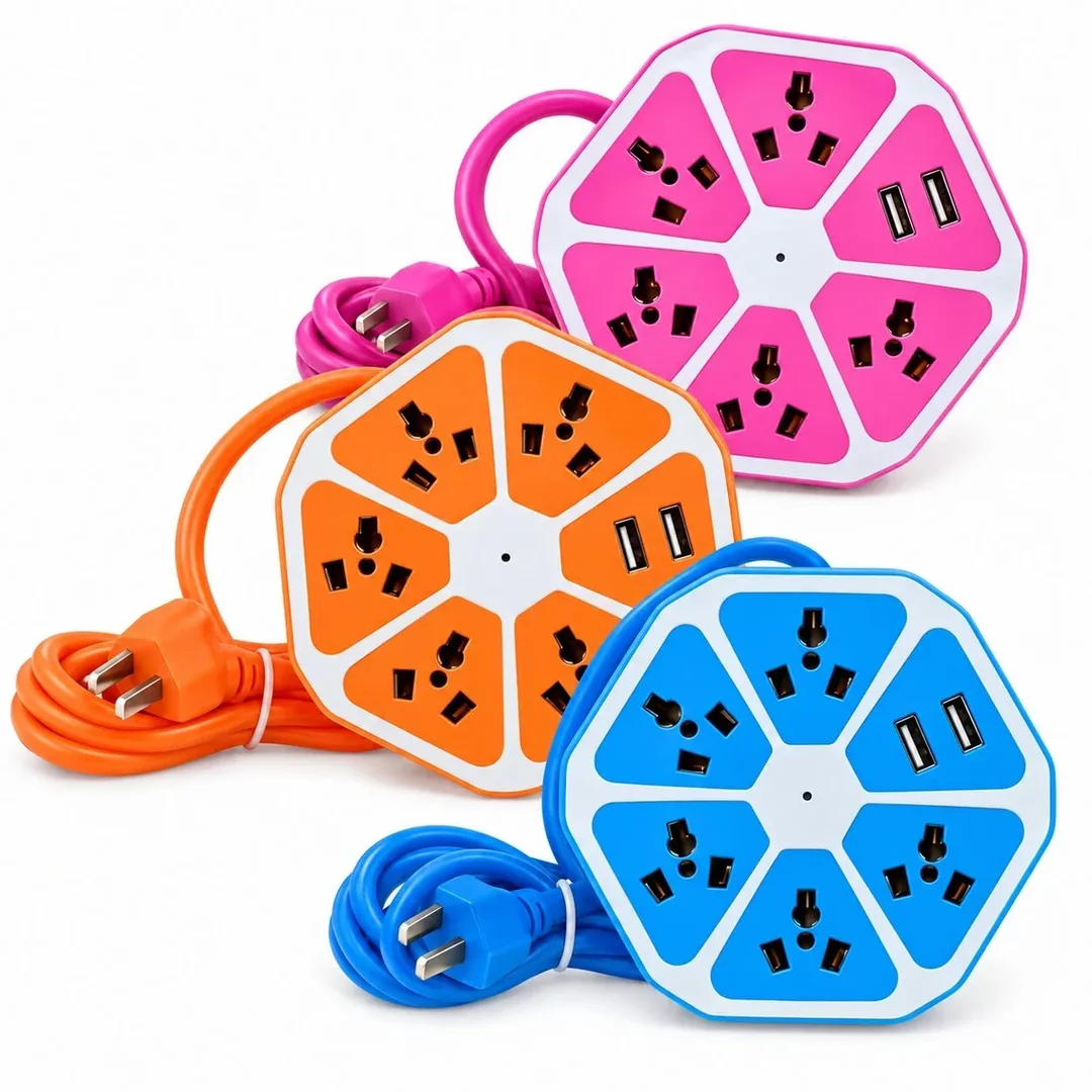 Zapatilla Hexagonal 5 Tomas + 2 Usb Bg-2usb WQ