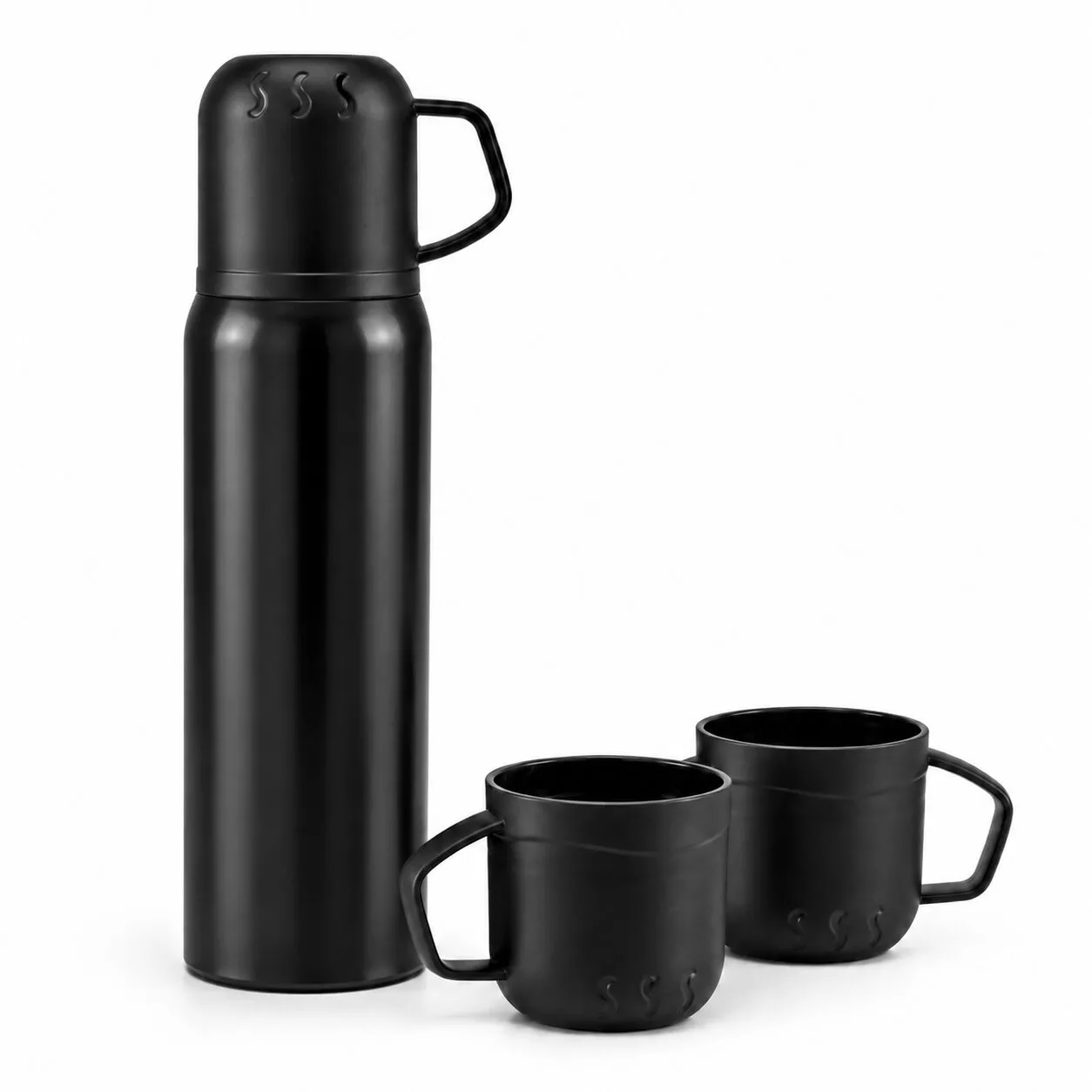 Set De Termo 500ml Y Tazas Para Camping Estuche Naranja WR