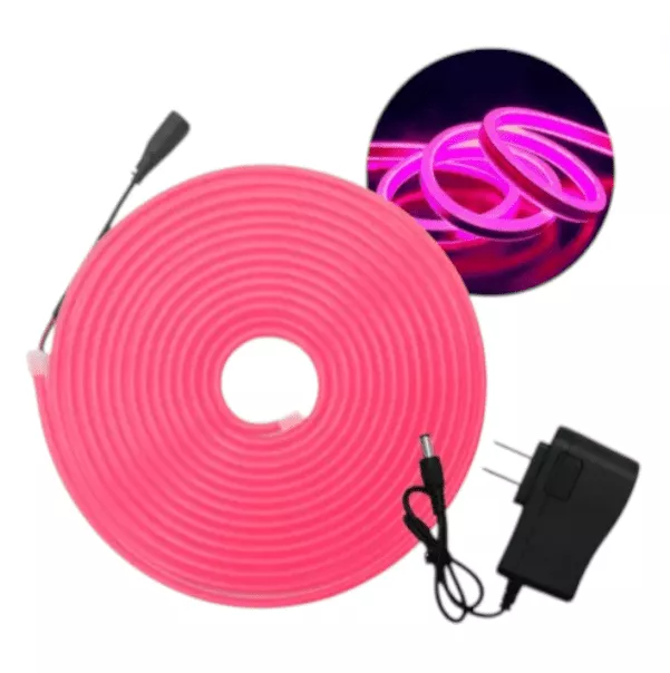 Tira Led Neon 12v Con Fuente (5 Mts) Fucsia WQ