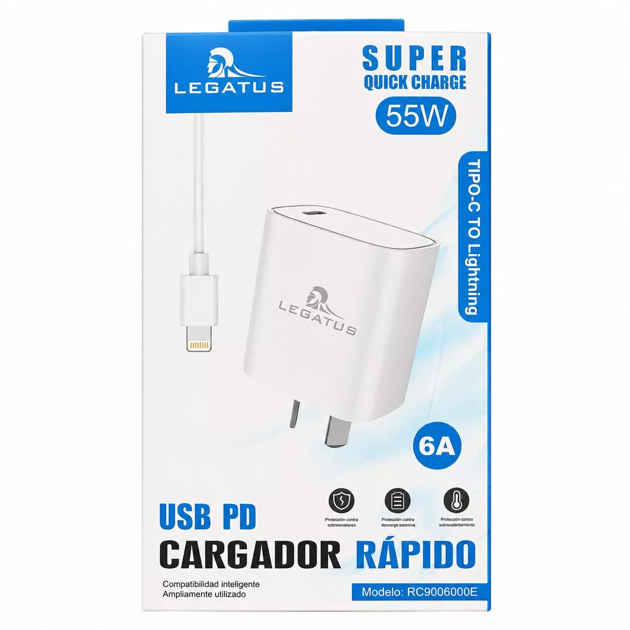 Cargador 55w Usb C + Cable Tipo C A Iphone Legatus Rc9006000e WR