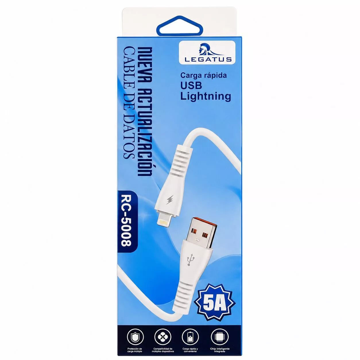 Cable Usb-a A Lightning 1m 5a Carga Rápida Legatus Rc-5008 WR