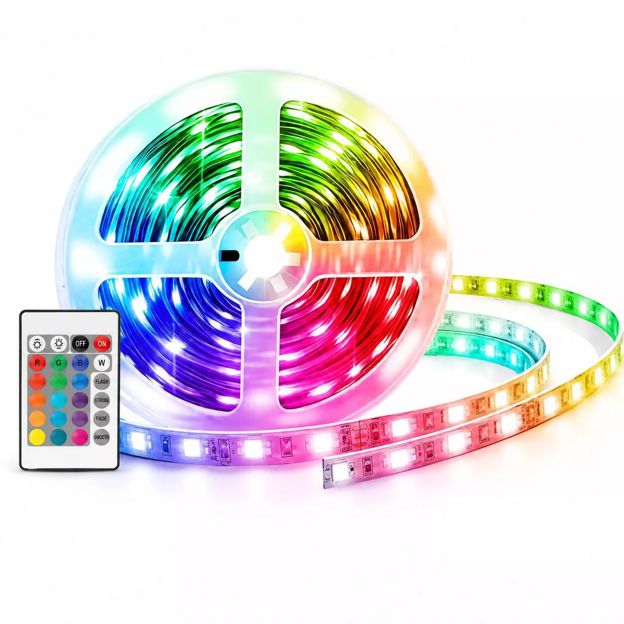Tira Led 5050 Rgb Con Fuente Y Control Blister WR